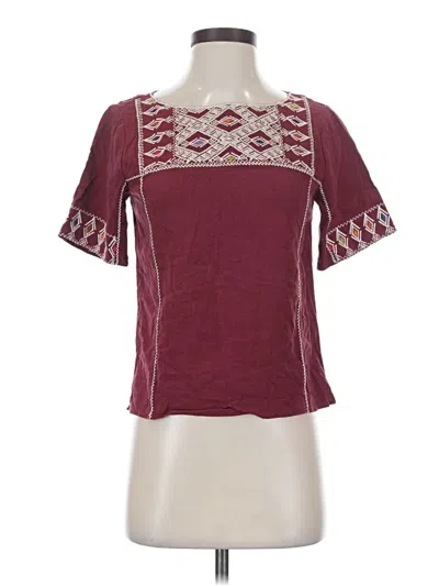 Pre-owned Madewell Short Sleeve Blouse In Burgundy