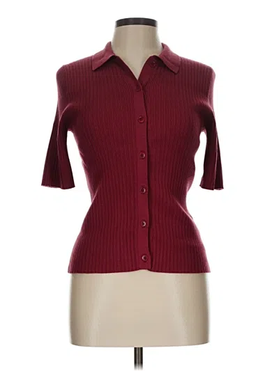 Pre-owned Madewell Short Sleeve Blouse In Burgundy