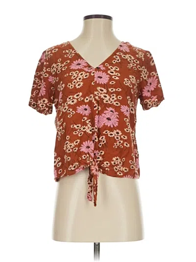 Pre-owned Madewell Short Sleeve Blouse In Burgundy