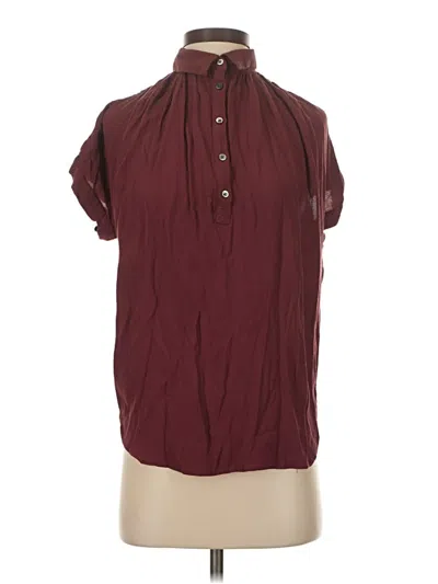 Pre-owned Madewell Short Sleeve Blouse In Burgundy