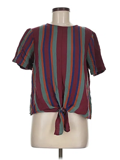 Pre-owned Madewell Short Sleeve Blouse In Burgundy