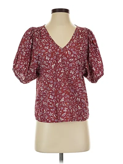 Pre-owned Madewell Short Sleeve Blouse In Burgundy