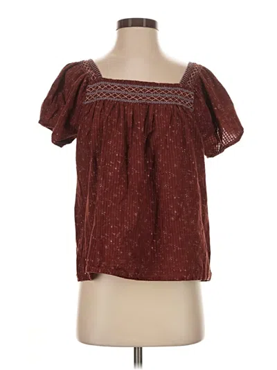 Pre-owned Madewell Short Sleeve Blouse In Burgundy