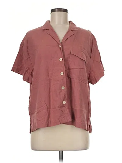 Pre-owned Madewell Short Sleeve Blouse In Burgundy