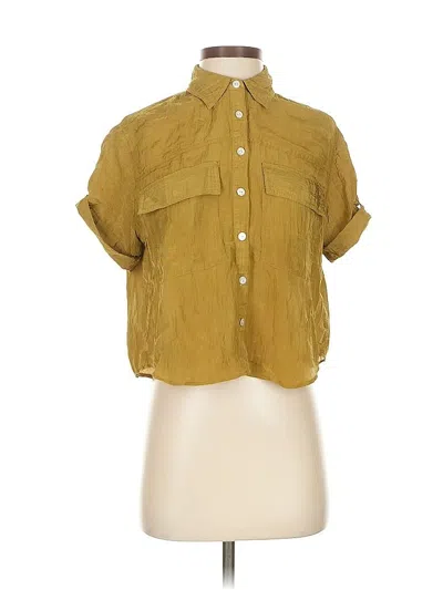 Pre-owned Madewell Short Sleeve Blouse In Gold