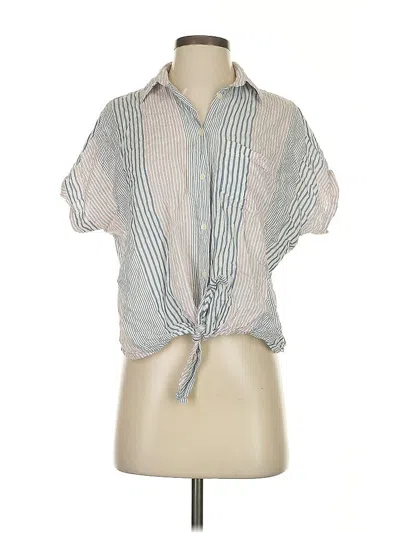 Pre-owned Madewell Short Sleeve Blouse In Gray