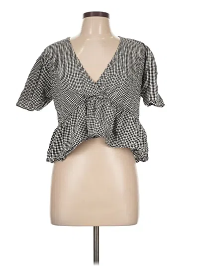 Pre-owned Madewell Short Sleeve Blouse In Gray