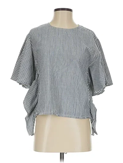 Pre-owned Madewell Short Sleeve Blouse In Gray