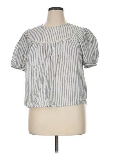 Pre-owned Madewell Short Sleeve Blouse In Gray