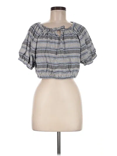 Pre-owned Madewell Short Sleeve Blouse In Gray