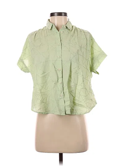 Pre-owned Madewell Short Sleeve Blouse In Green