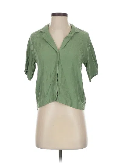 Pre-owned Madewell Short Sleeve Blouse In Green