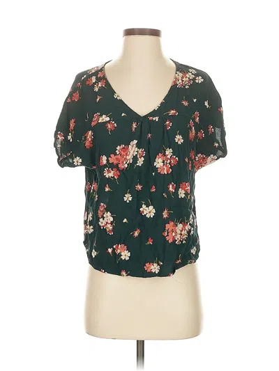 Pre-owned Madewell Short Sleeve Blouse In Green