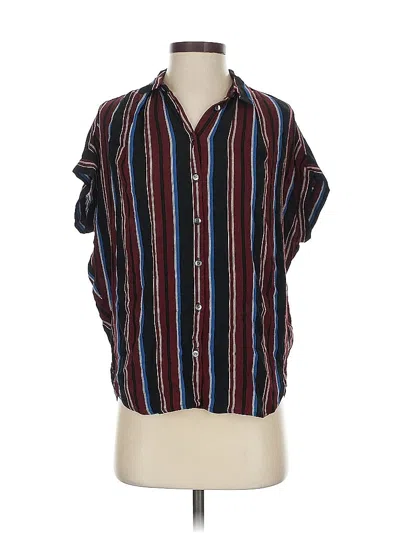 Pre-owned Madewell Short Sleeve Blouse In Green