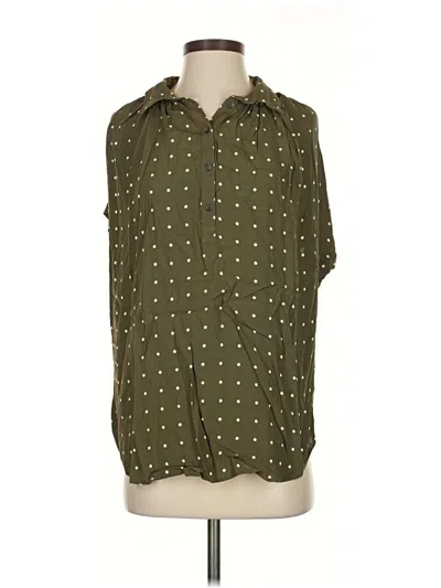 Pre-owned Madewell Short Sleeve Blouse In Green