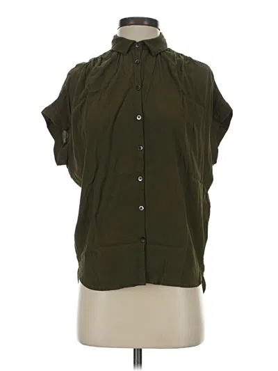 Pre-owned Madewell Short Sleeve Blouse In Green