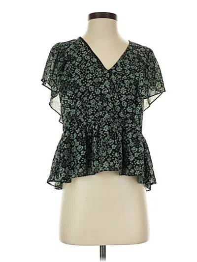 Pre-owned Madewell Short Sleeve Blouse In Green