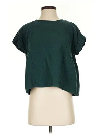 Pre-owned Madewell Short Sleeve Blouse In Green