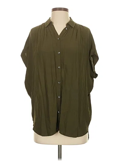 Pre-owned Madewell Short Sleeve Blouse In Green