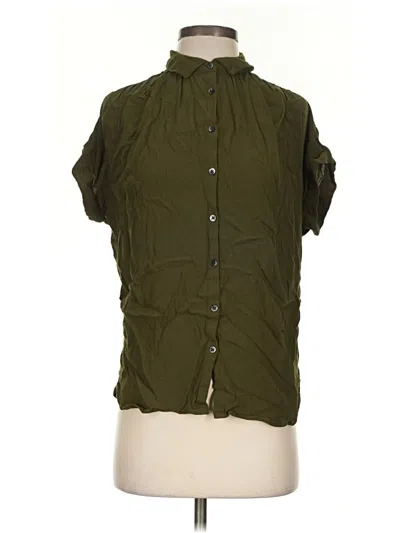 Pre-owned Madewell Short Sleeve Blouse In Green