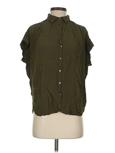 Pre-owned Madewell Short Sleeve Blouse In Green