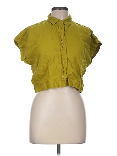 Pre-owned Madewell Short Sleeve Blouse In Green