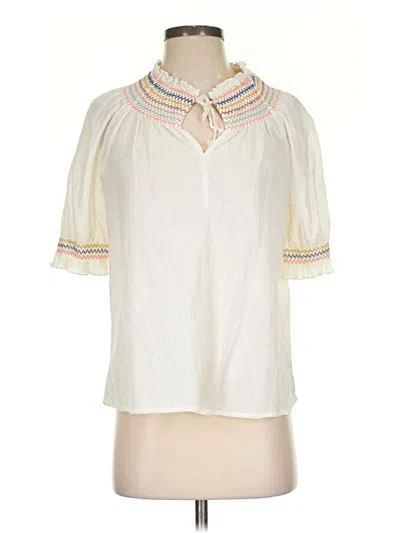 Pre-owned Madewell Short Sleeve Blouse In Ivory