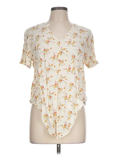 Pre-owned Madewell Short Sleeve Blouse In Ivory