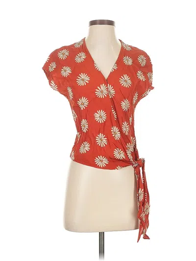 Pre-owned Madewell Short Sleeve Blouse In Orange