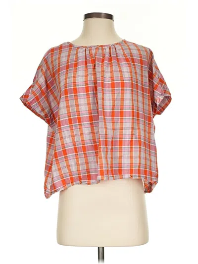 Pre-owned Madewell Short Sleeve Blouse In Orange