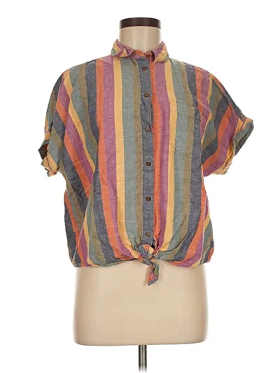 Pre-owned Madewell Short Sleeve Blouse In Orange