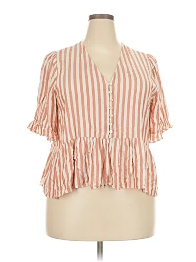 Pre-owned Madewell Short Sleeve Blouse In Orange