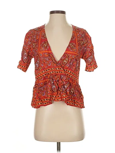 Pre-owned Madewell Short Sleeve Blouse In Orange