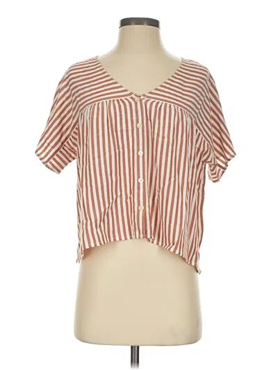 Pre-owned Madewell Short Sleeve Blouse In Orange