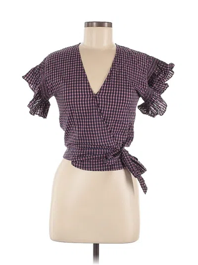Pre-owned Madewell Short Sleeve Blouse In Purple