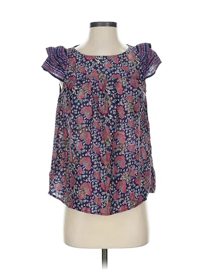 Pre-owned Madewell Short Sleeve Blouse In Purple