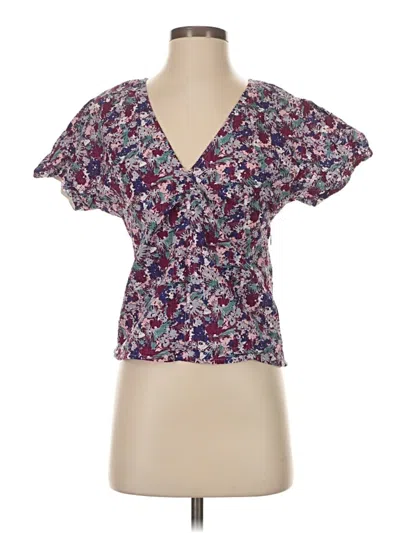 Pre-owned Madewell Short Sleeve Blouse In Purple