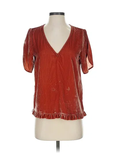 Pre-owned Madewell Short Sleeve Blouse In Red