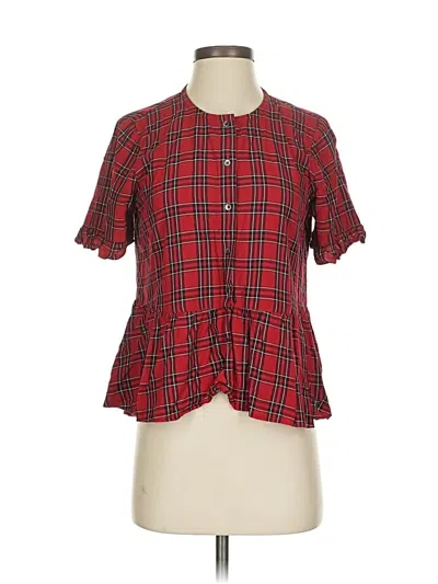 Pre-owned Madewell Short Sleeve Blouse In Red