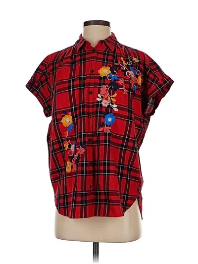 Pre-owned Madewell Short Sleeve Blouse In Red