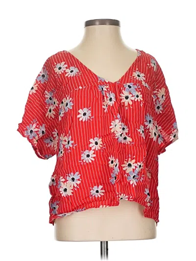 Pre-owned Madewell Short Sleeve Blouse In Red