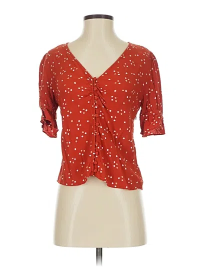 Pre-owned Madewell Short Sleeve Blouse In Red