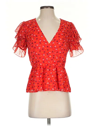 Pre-owned Madewell Short Sleeve Blouse In Red