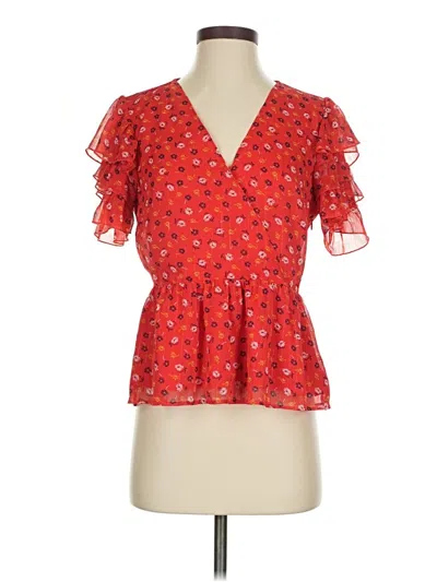 Pre-owned Madewell Short Sleeve Blouse In Red