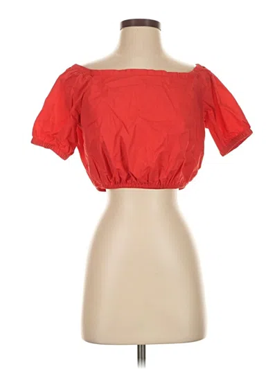 Pre-owned Madewell Short Sleeve Blouse In Red