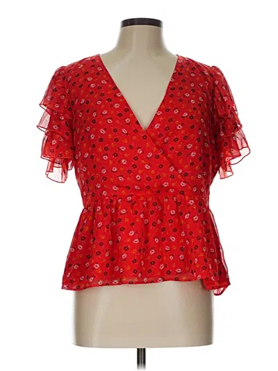Pre-owned Madewell Short Sleeve Blouse In Red