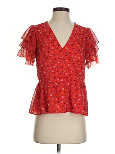 Pre-owned Madewell Short Sleeve Blouse In Red