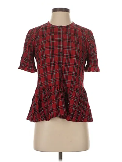 Pre-owned Madewell Short Sleeve Blouse In Red