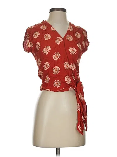 Pre-owned Madewell Short Sleeve Blouse In Red