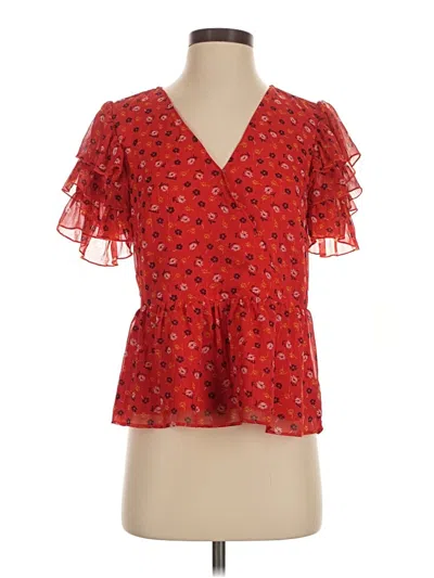 Pre-owned Madewell Short Sleeve Blouse In Red